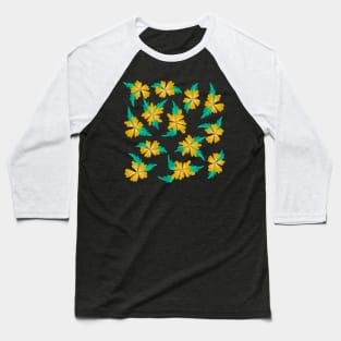 Black yellow flowers Baseball T-Shirt